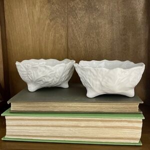 (2) Coalport COUNTRY WARE Cabbage Leaf White Bone China Bowls 4.5” Diameter